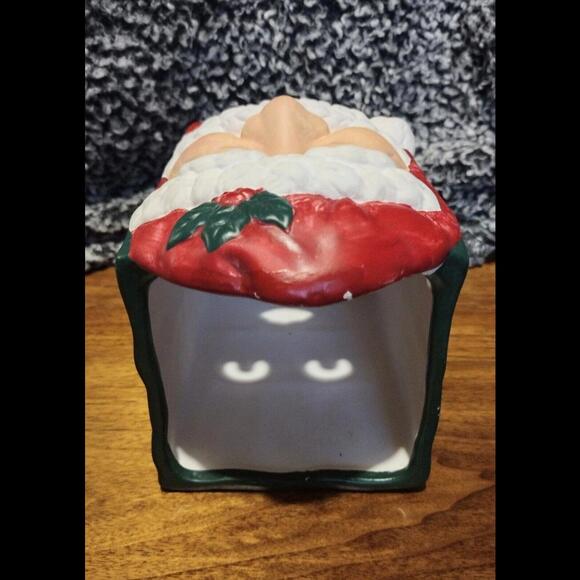 Vintage Santa Ceramic Luminary w/ Eyes & Mouth Cut Outs Holiday Christmas Decor - Picture 6 of 8